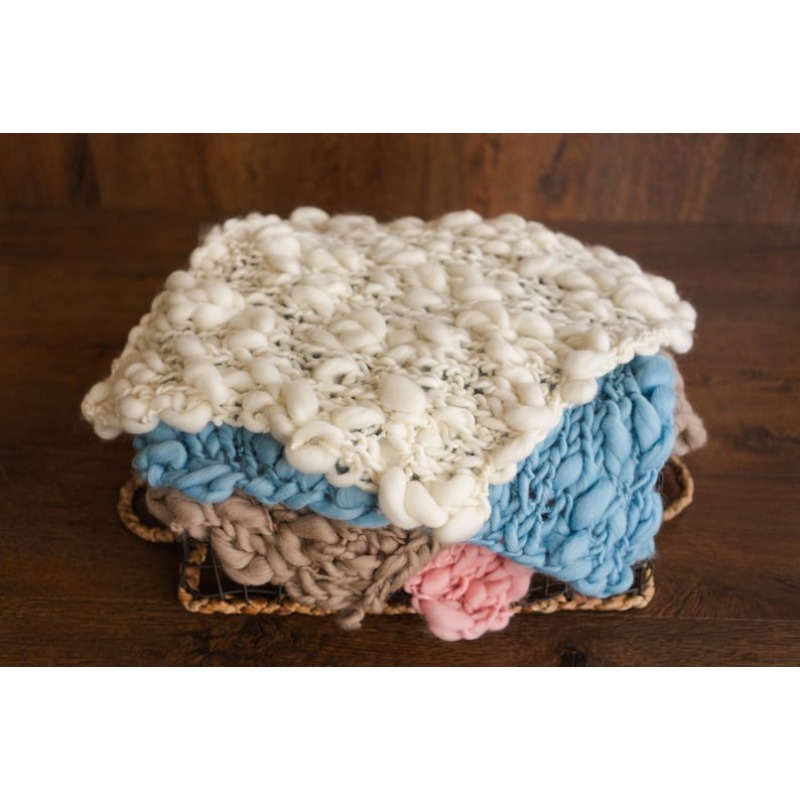 Baby Nursery Unisex - Gruby Koc Dziecięcy z Wełny Merino