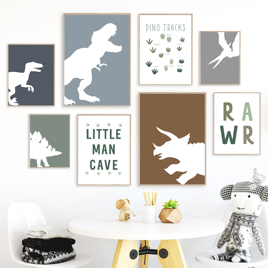 Baby Nursery Posters - Obraz na płótnie 2D (płótno) Dinozaury