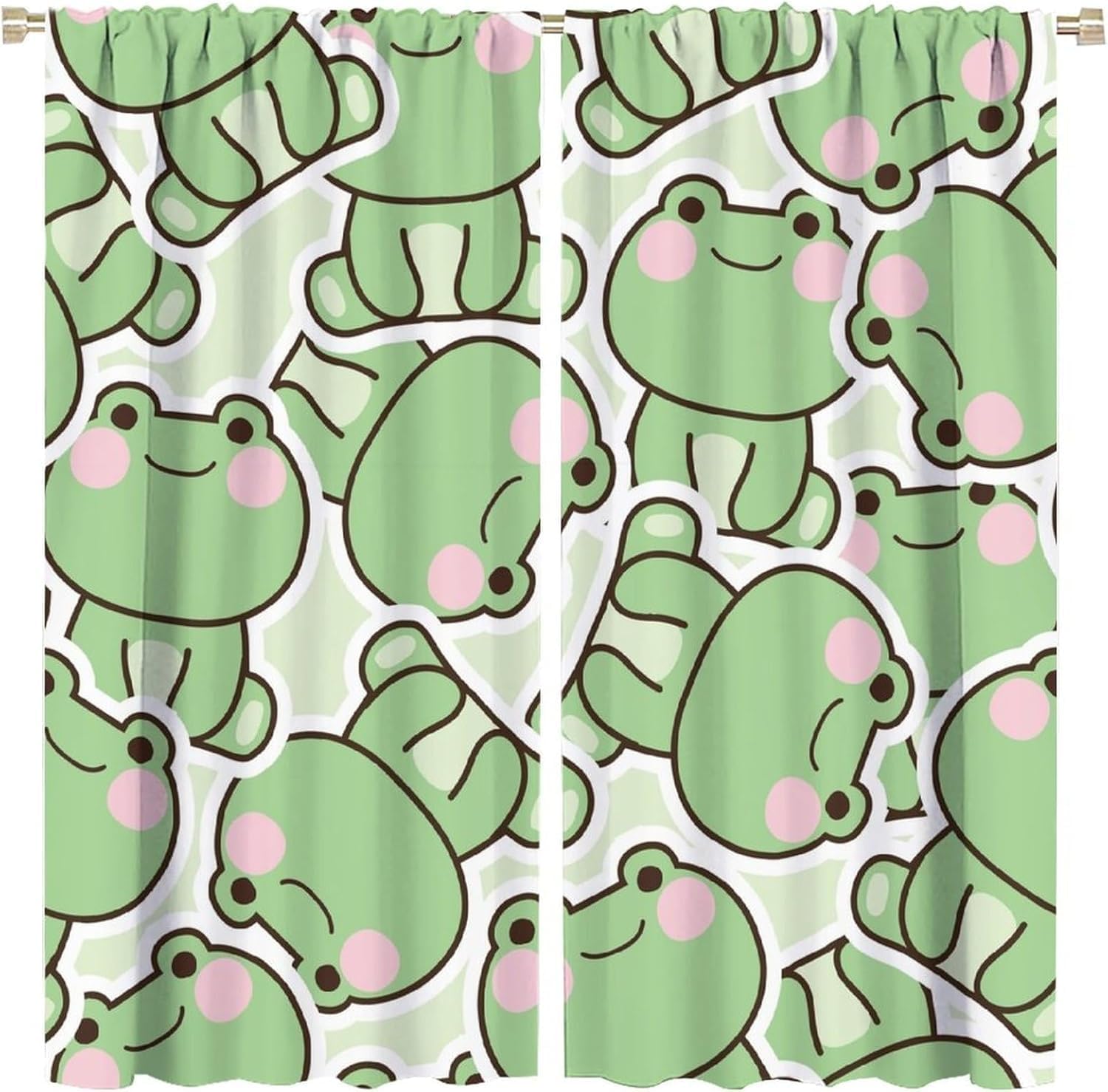 Baby Nursery Curtains - Urocze zielone zasłony w żabki do