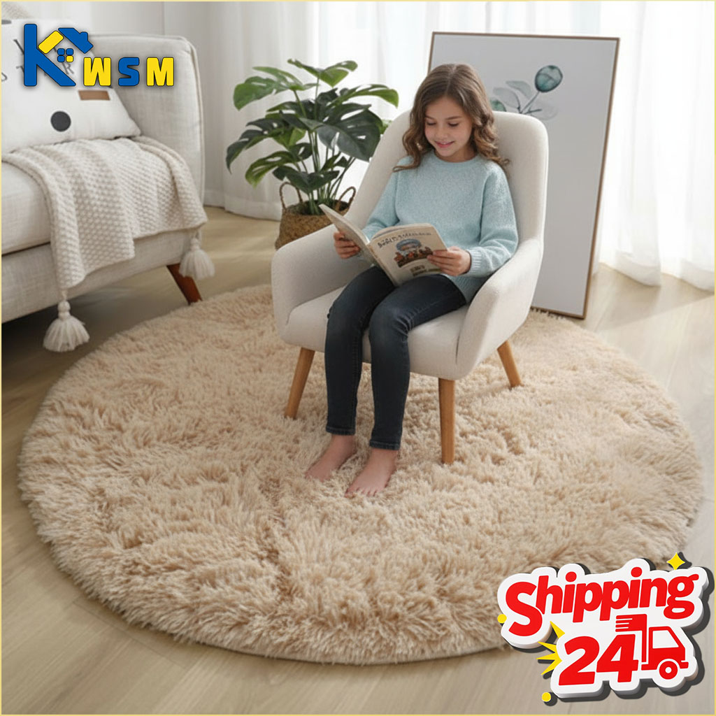 Baby Nursery Rug - Super Miękki, Puszysty Okrągły Dywan Pluszowy