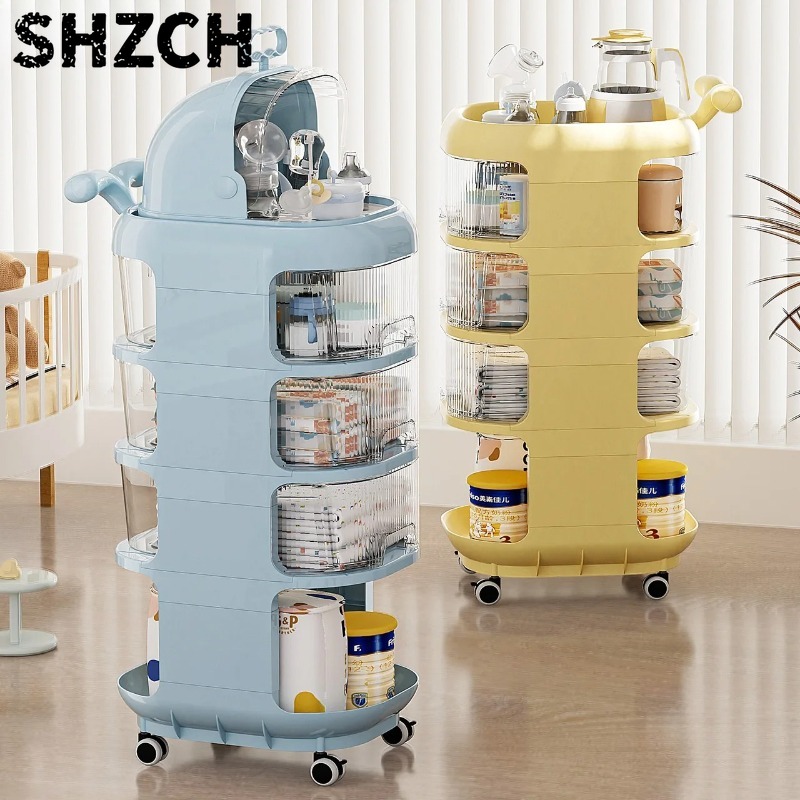 Baby Nursery Storage - 3-poziomowy wózek organizer na kółkach dla