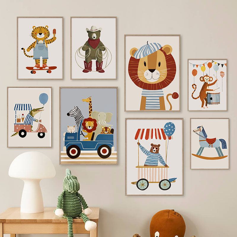 Baby Nursery Things - Zabawne Kreskówkowe Zwierzęta Samochód Balon Sztuka