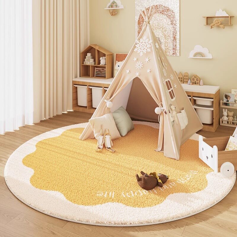 Baby Nursery Rug - Okrągły dywan VIKAMA o wyglądzie kaszmiru: