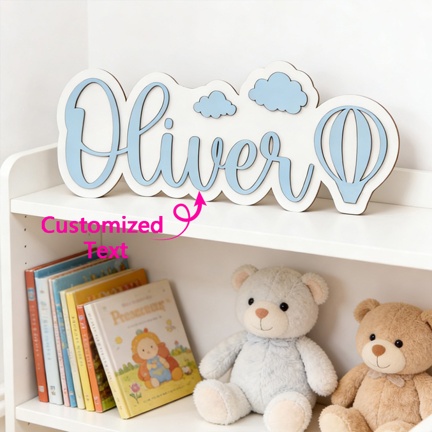 Baby Nursery Gifts - Spersonalizowana tabliczka do pokoju z balonem