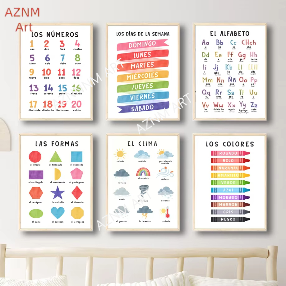 Baby Nursery In Spanish - 1 szt. Edukacyjny plakat na płótnie