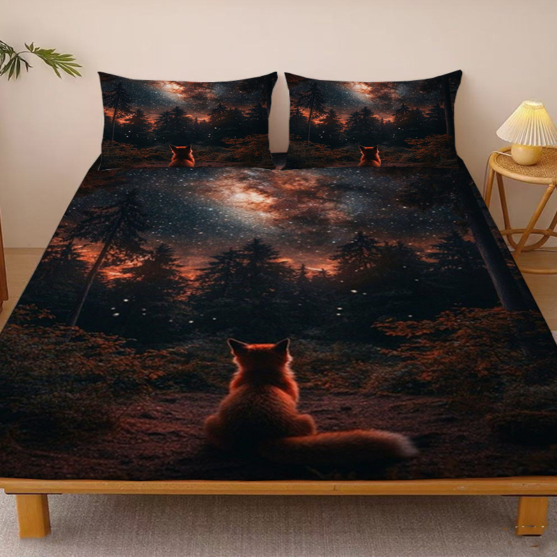 Baby Nursery Bedding Sets - Prześcieradło z motywem leśnego lisa patrzącego