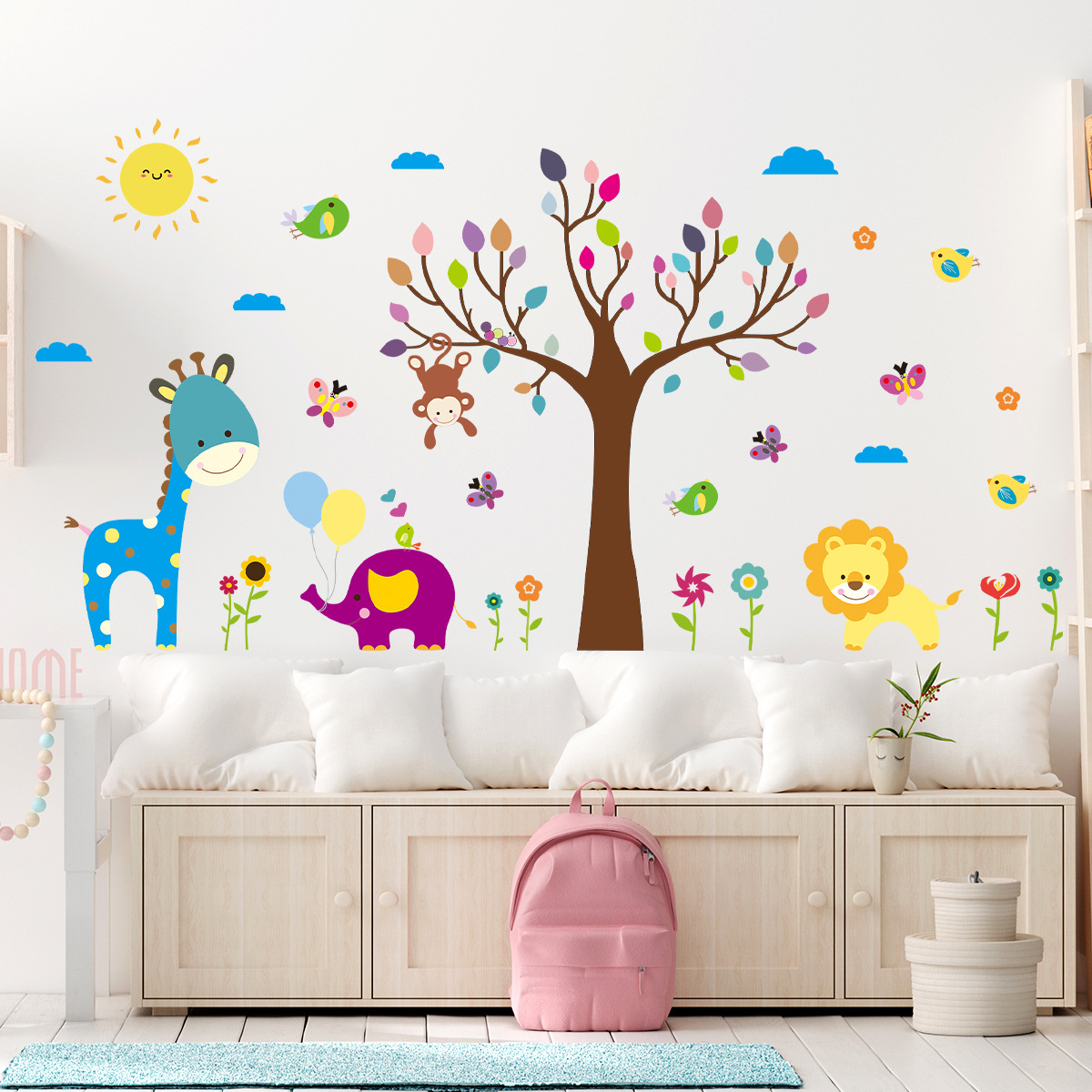 Baby Nursery Tree - Cartoon dziecięce kolorowe Graffiti duże drzewo