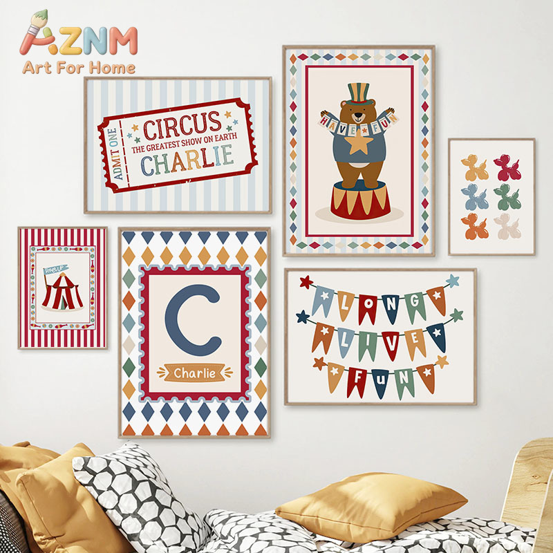 Baby Nursery Posters - Cyrk, Niedźwiedź, Magik, Pies, Cytat, Sztuka