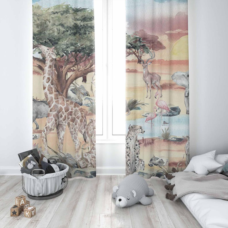 Zasłony Safari Zwierzęta Pokój – Baby Nursery Curtains recenzja i cena