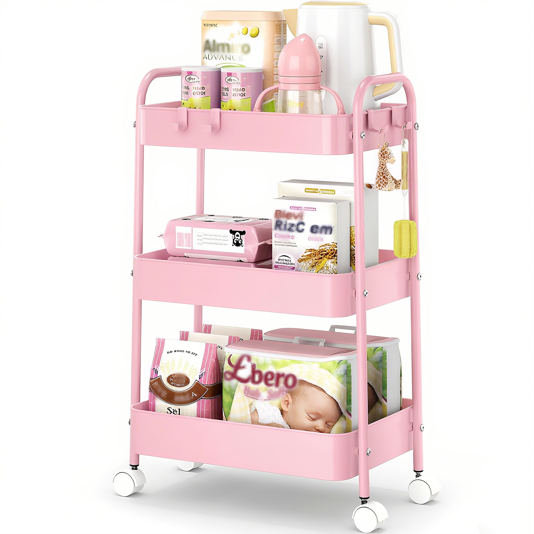 3-poziomowy metalowy wózek na  – Baby Nursery Basket recenzja i cena