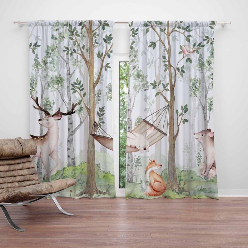 Zasłony z motywem zwierząt leś – Baby Nursery Curtains recenzja i cena