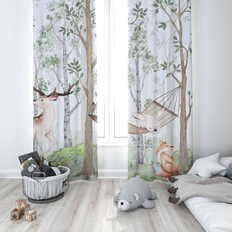 Zasłony z motywem zwierząt leś – Baby Nursery Curtains recenzja i cena