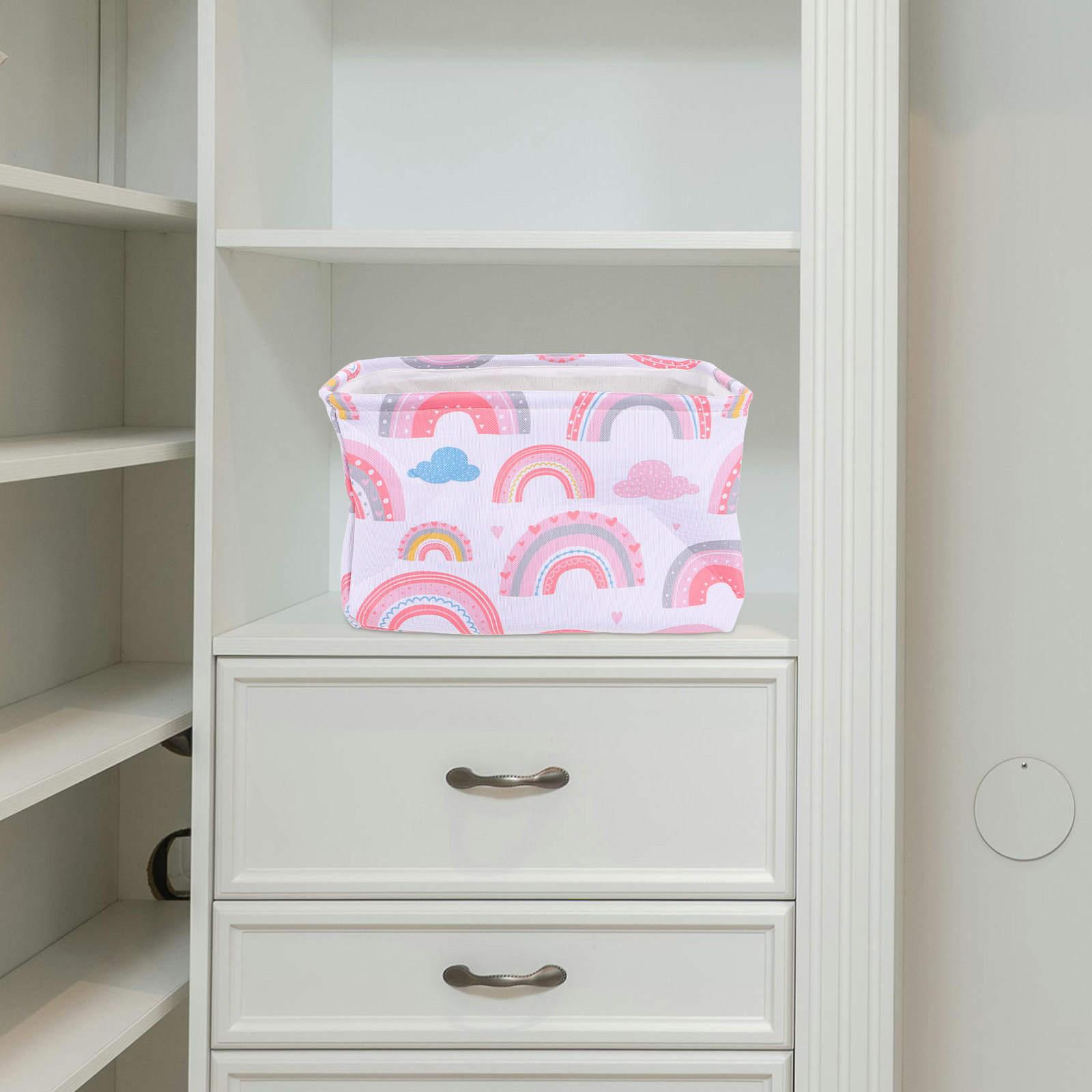 Tęczowy materiałowy kosz do pr – Baby Nursery Books recenzja i cena