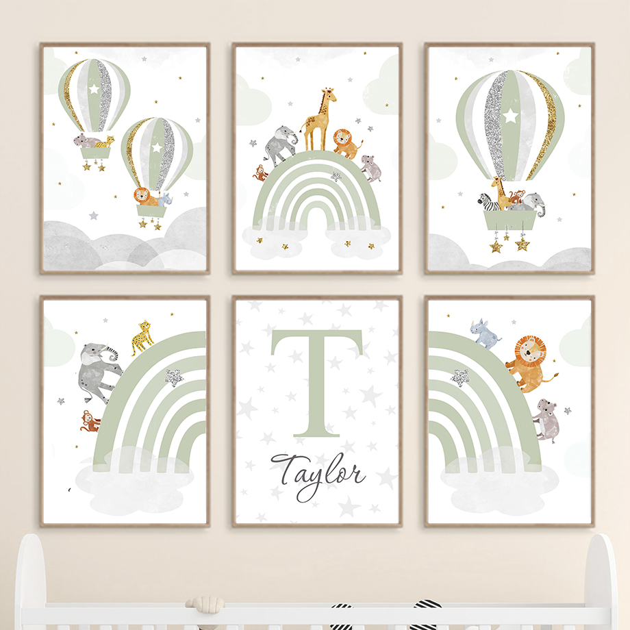 Tęczowy Pociąg Lew Żyrafa Balo – Baby Nursery Posters recenzja i cena