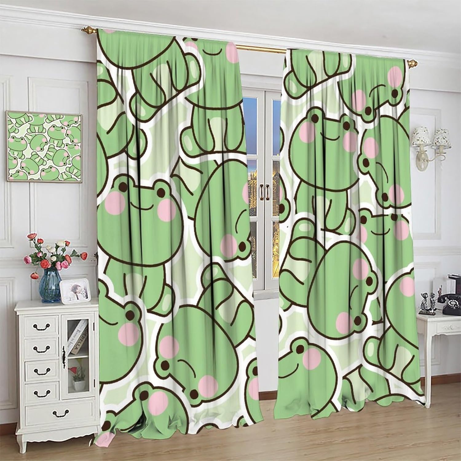 Urocze zielone zasłony w żabki – Baby Nursery Curtains recenzja i cena