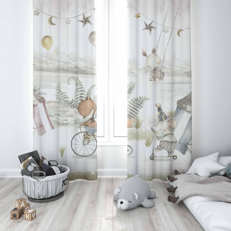 Zasłony ze zwierzętami cyrkowy – Baby Nursery Curtains recenzja i cena