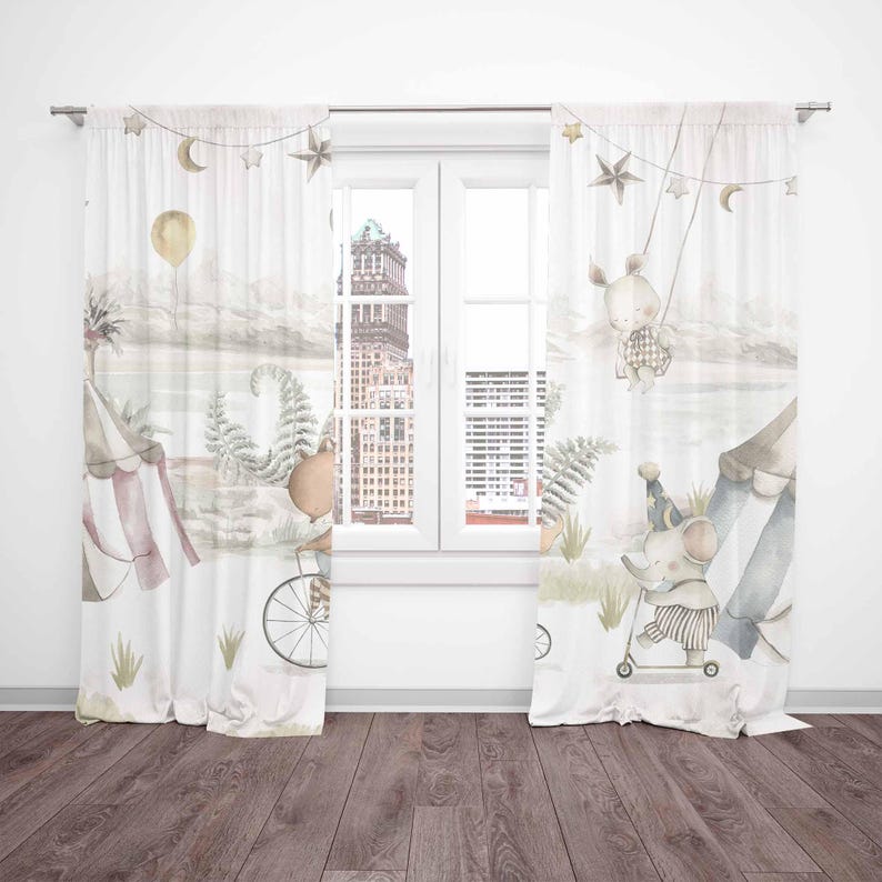 Zasłony ze zwierzętami cyrkowy – Baby Nursery Curtains recenzja i cena