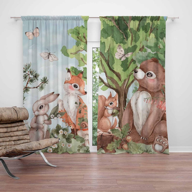 Zasłony z motywem zwierząt leś – Baby Nursery Curtains recenzja i cena