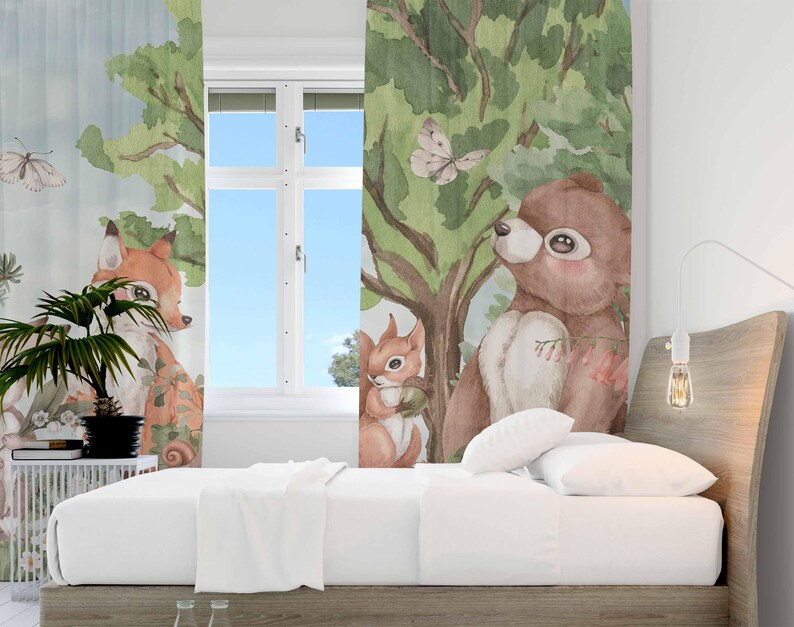 Zasłony z motywem zwierząt leś – Baby Nursery Curtains recenzja i cena