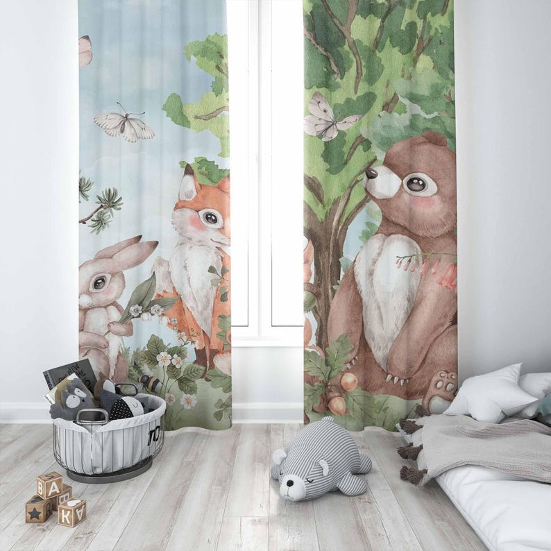 Zasłony z motywem zwierząt leś – Baby Nursery Curtains recenzja i cena