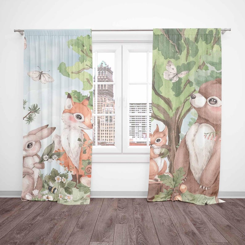 Zasłony z motywem zwierząt leś – Baby Nursery Curtains recenzja i cena
