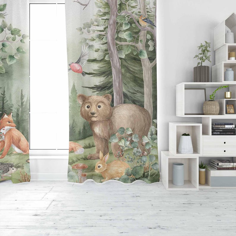Zasłony z motywem zwierząt leś – Baby Nursery Curtains recenzja i cena