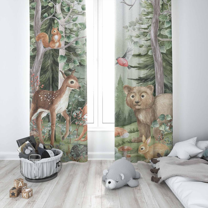 Zasłony z motywem zwierząt leś – Baby Nursery Curtains recenzja i cena