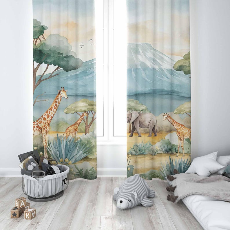 Zasłony Safari Zwierzęta Dziec – Baby Nursery Curtains recenzja i cena