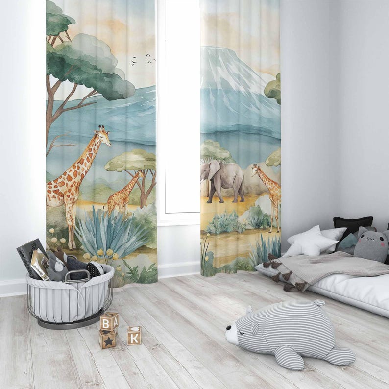Zasłony Safari Zwierzęta Dziec – Baby Nursery Curtains recenzja i cena