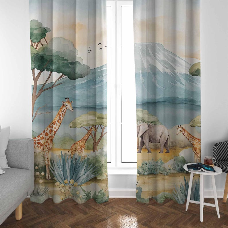 Zasłony Safari Zwierzęta Dziec – Baby Nursery Curtains recenzja i cena