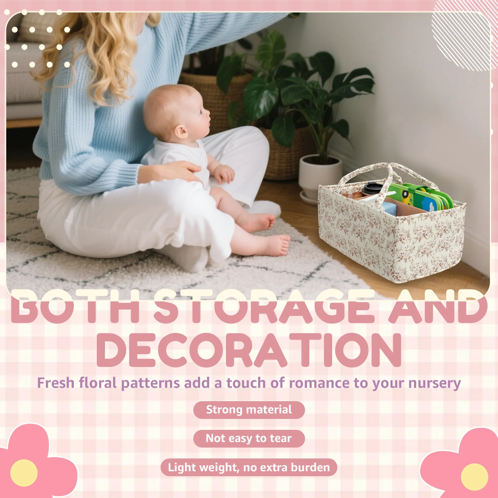 Organizer na pieluchy w kwiaty – Baby Nursery Organiser recenzja i cena