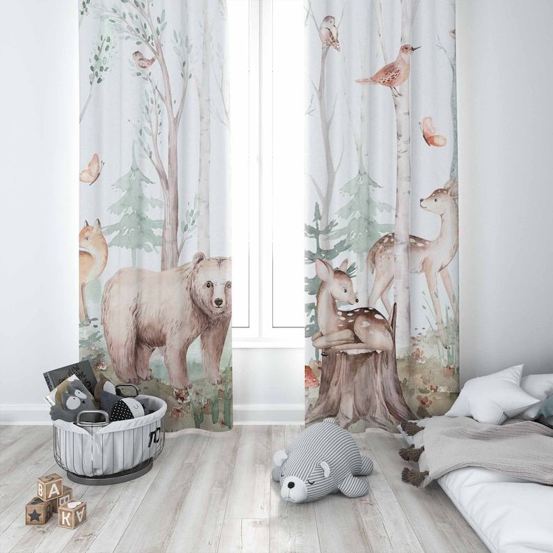Zasłony z motywem zwierząt leś – Baby Nursery Curtains recenzja i cena