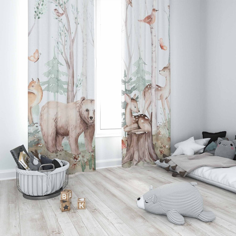 Zasłony z motywem zwierząt leś – Baby Nursery Curtains recenzja i cena