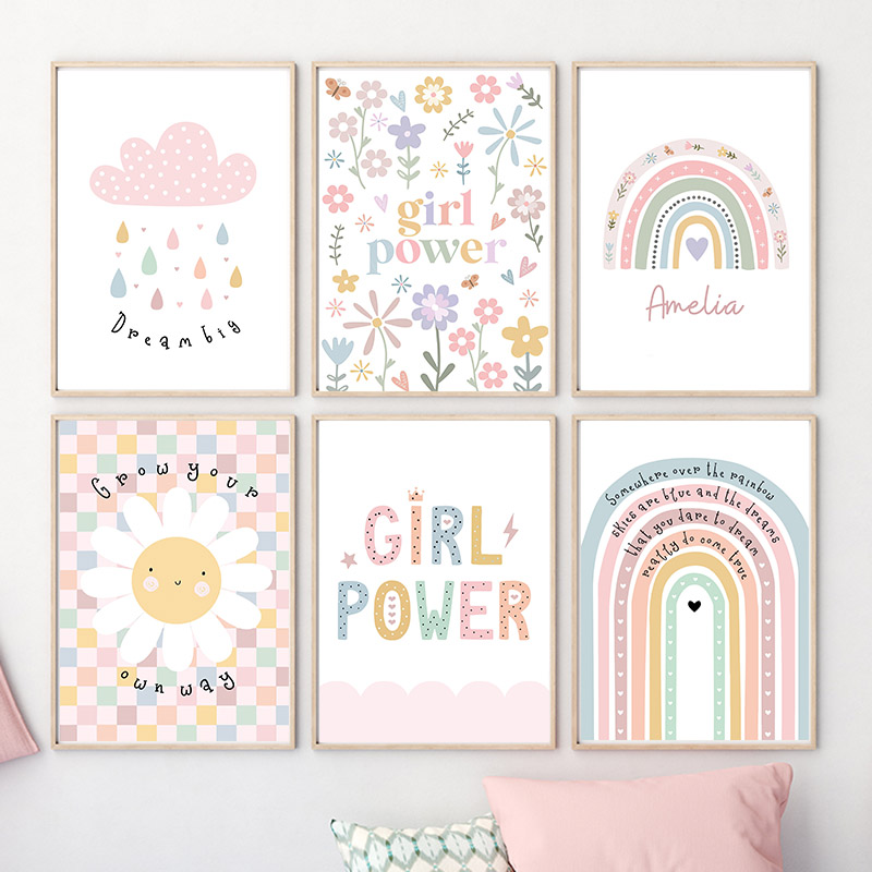 Sun Flower Rainbow Cloud Heart – Baby Nursery Posters recenzja i cena