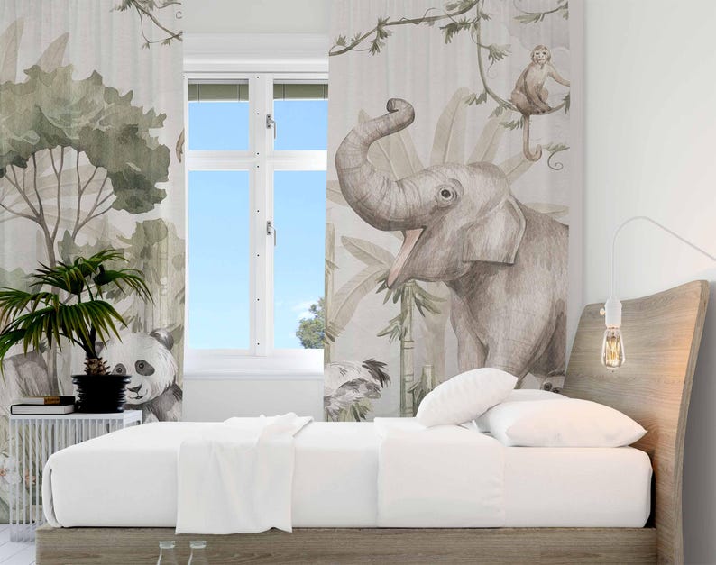 Zasłony Safari Zwierzęta Zasło – Baby Nursery Curtains recenzja i cena