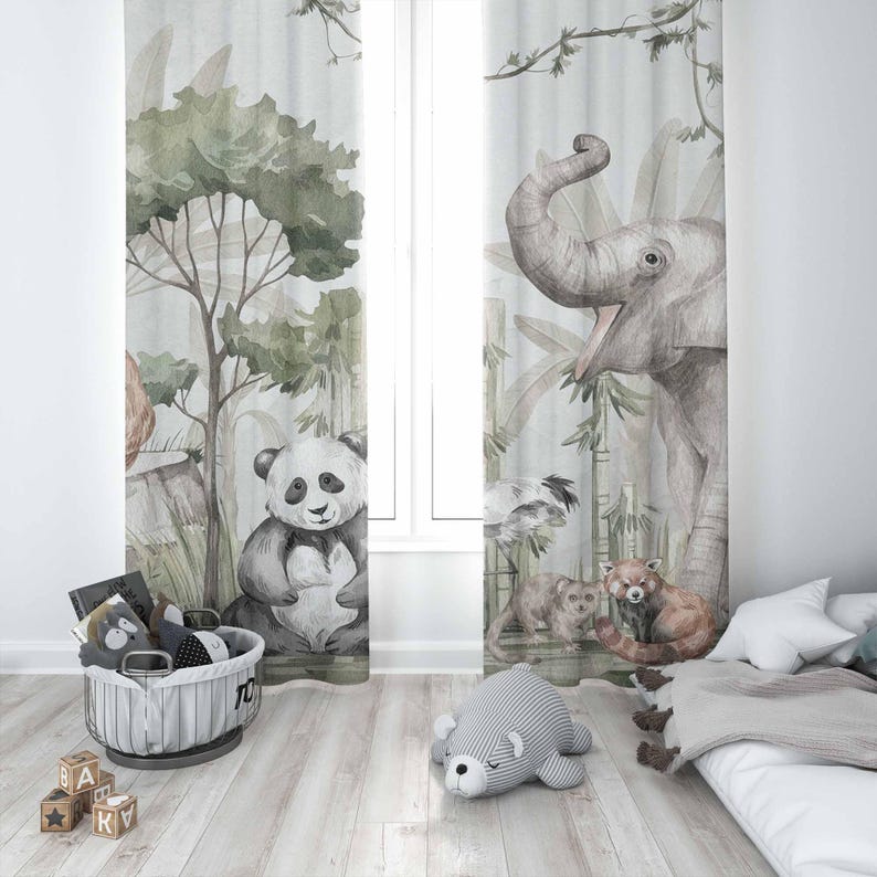 Zasłony Safari Zwierzęta Zasło – Baby Nursery Curtains recenzja i cena