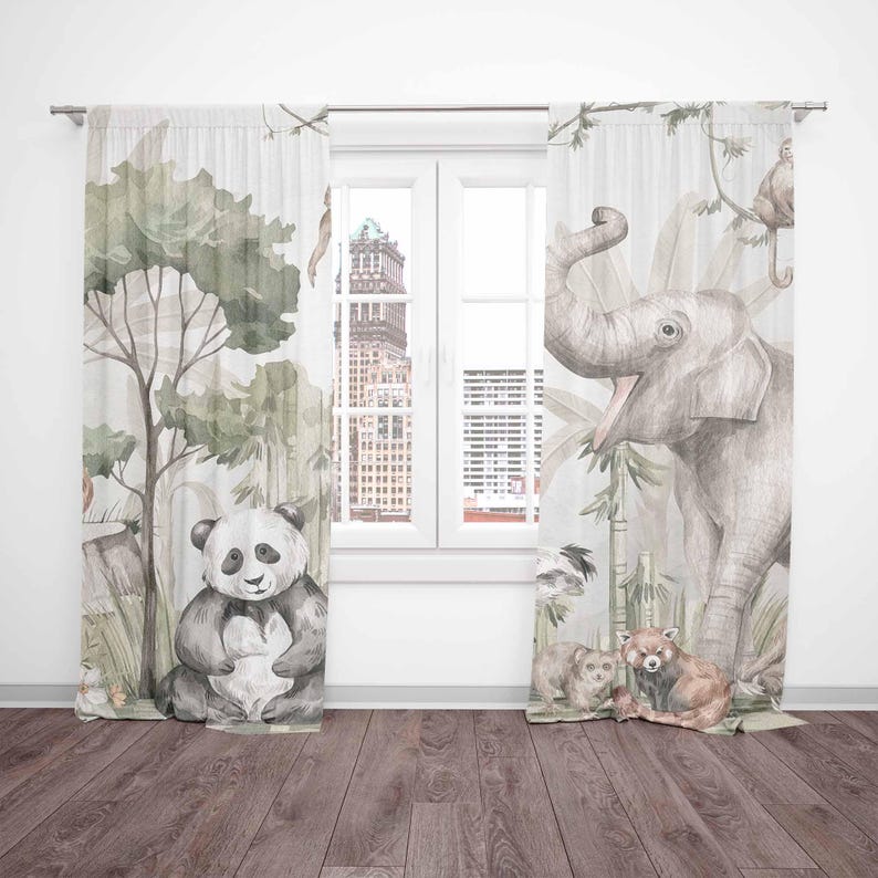 Zasłony Safari Zwierzęta Zasło – Baby Nursery Curtains recenzja i cena