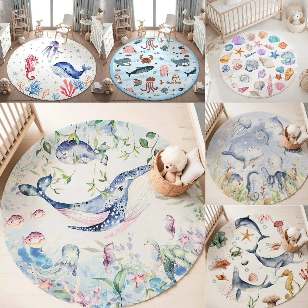 Niebieski dywan z motywem mors – Baby Nursery Rug recenzja i cena